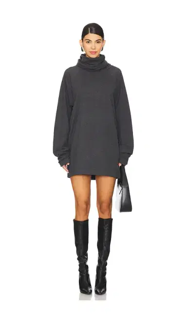 Norma Kamali Oversized Raglan Sleeve Turtleneck Mini Dress | Thumbnail 1 Norma Kamali Oversized Raglan Sleeve Turtleneck Mini Dress | Thumbnail 1