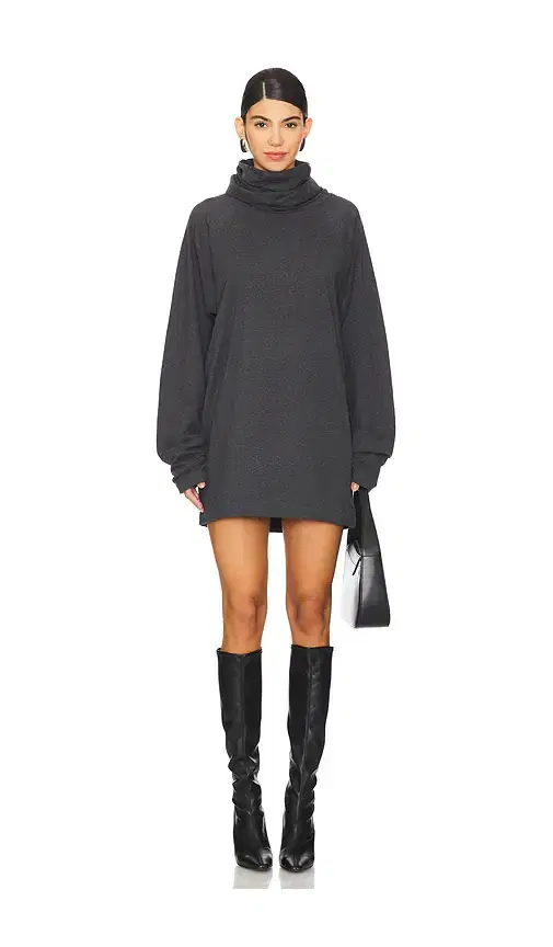 Oversized Raglan Sleeve Turtleneck Mini Dress