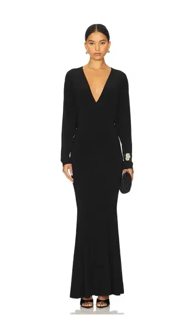 Norma Kamali Dolman V Neck Fishtail Gown | Thumbnail 1 Norma Kamali Dolman V Neck Fishtail Gown | Thumbnail 1