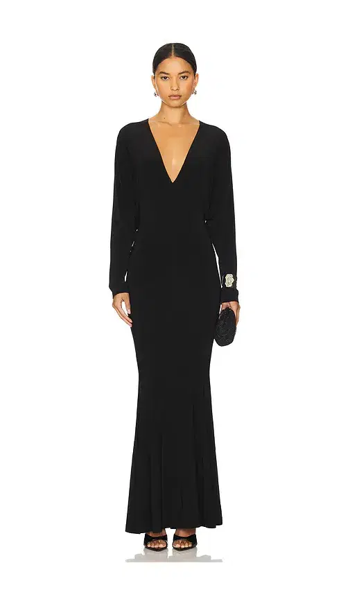 Norma Kamali Dolman V Neck Fishtail Gown