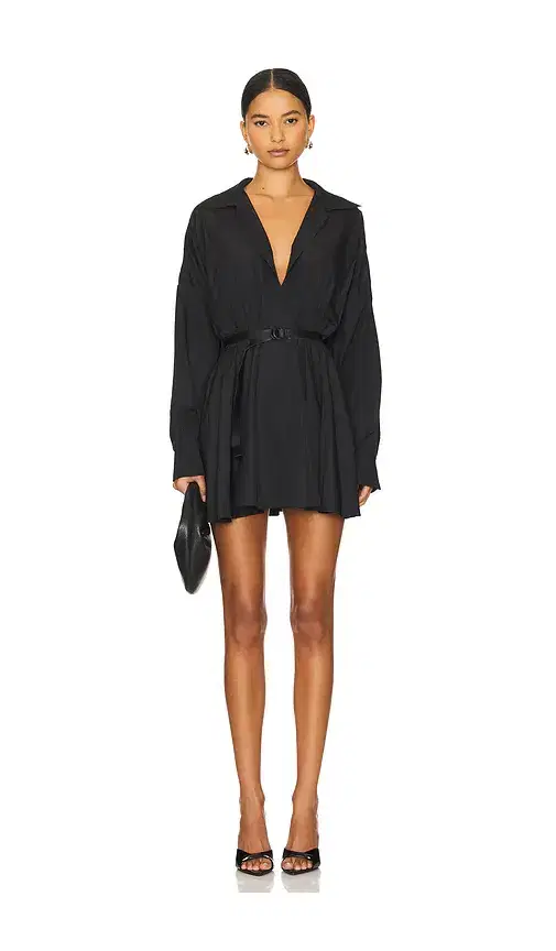Norma Kamali Oversized Shirt Flared Mini Dress