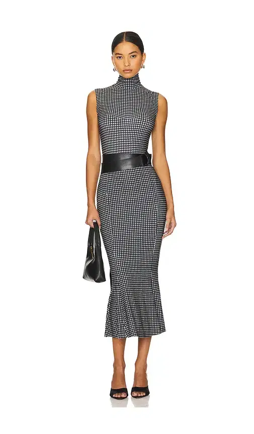 Norma Kamali Sleeveless Turtleneck Fishtail Dress