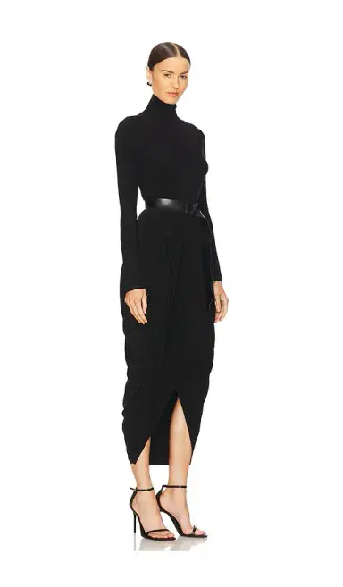 Norma Kamali Long Sleeve Turtleneck Waterfall Dress | Thumbnail 2