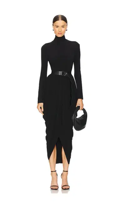 Norma Kamali Long Sleeve Turtleneck Waterfall Dress | Thumbnail 1