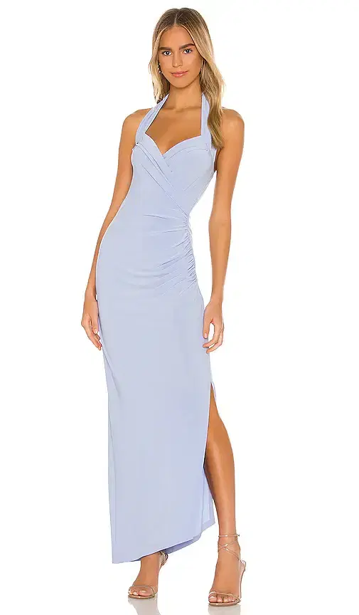 Norma Kamali x REVOLVE Halter Sweetheart Side Drape Gown