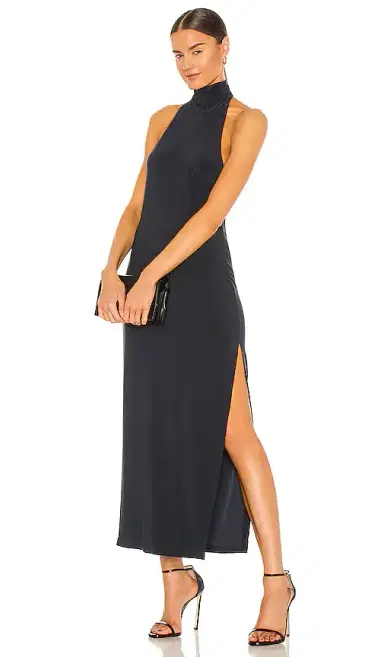Norma Kamali Halter Turtle Side Slit Gown | Thumbnail 1