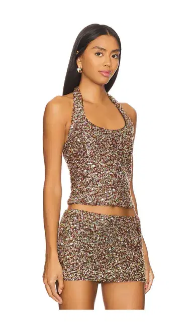 SIEDRÉS Juli Fitted Sequined Halterneck Top | Thumbnail 2