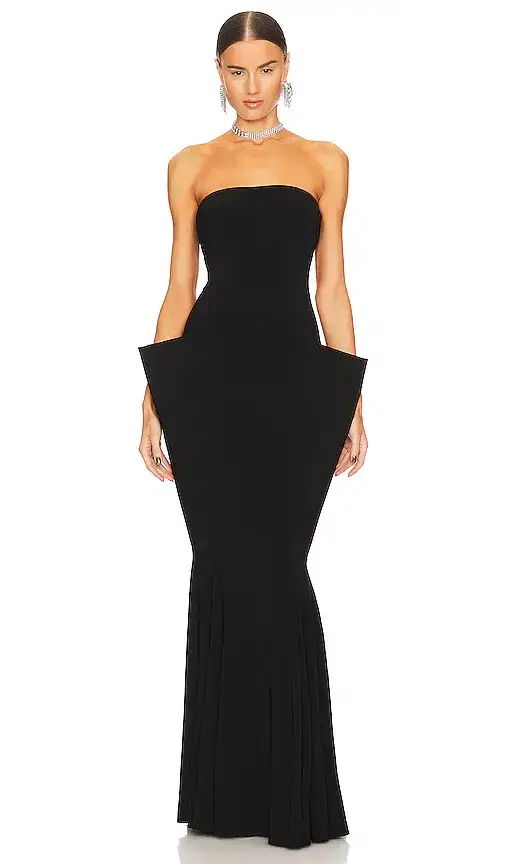Norma Kamali Strapless Wing Fishtail Gown