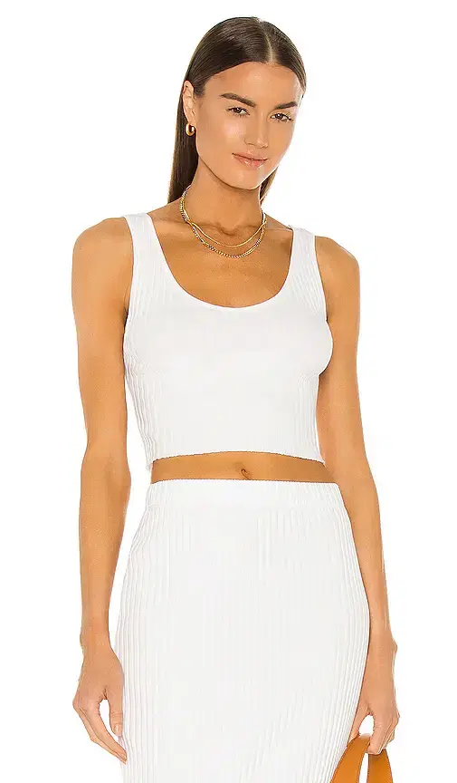 Rib Sweater Knit Cropped Scoop Tank
