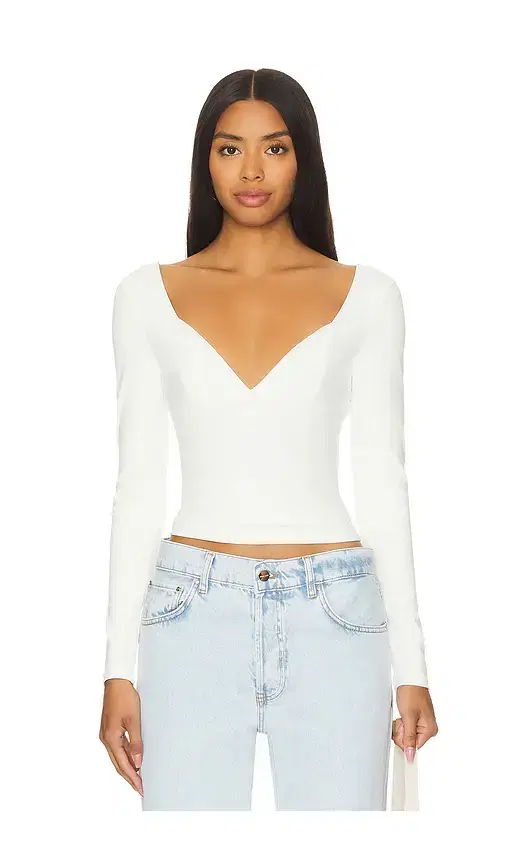 Free People x Intimately FP Duo Corset Long Sleeve Cami In Ivory