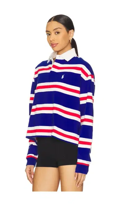 Polo Ralph Lauren Striped Cropped Jersey Rugby Shirt | Thumbnail 2