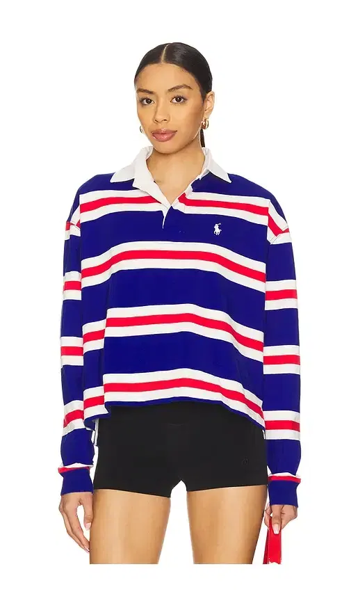 Striped Cropped Jersey Rugby Shirt