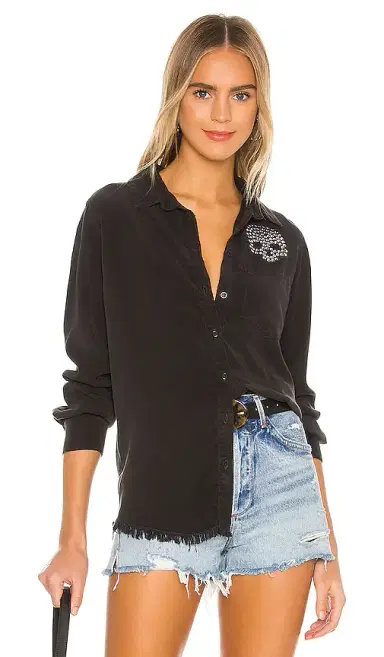 Lauren Moshi Sloane Nailhead Skull Button Up Denim Shirt | Thumbnail 2 Lauren Moshi Sloane Nailhead Skull Button Up Denim Shirt | Thumbnail 2