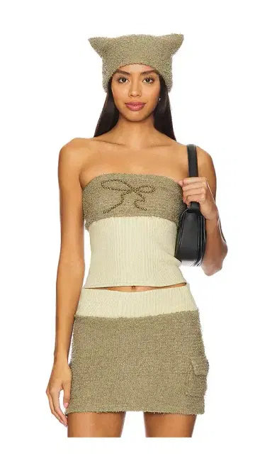 Zemeta Ribbon Stud Fuzzy Tube Top | Thumbnail 1