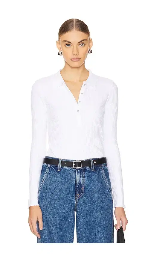 Long Sleeve Lettuce Hem Henley Top