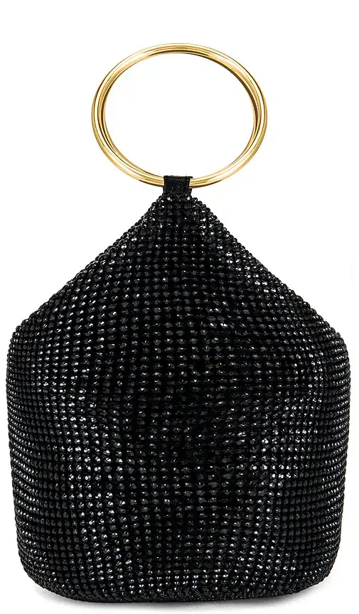 olga berg Ellie Crystal Mesh Ring Handle Bag