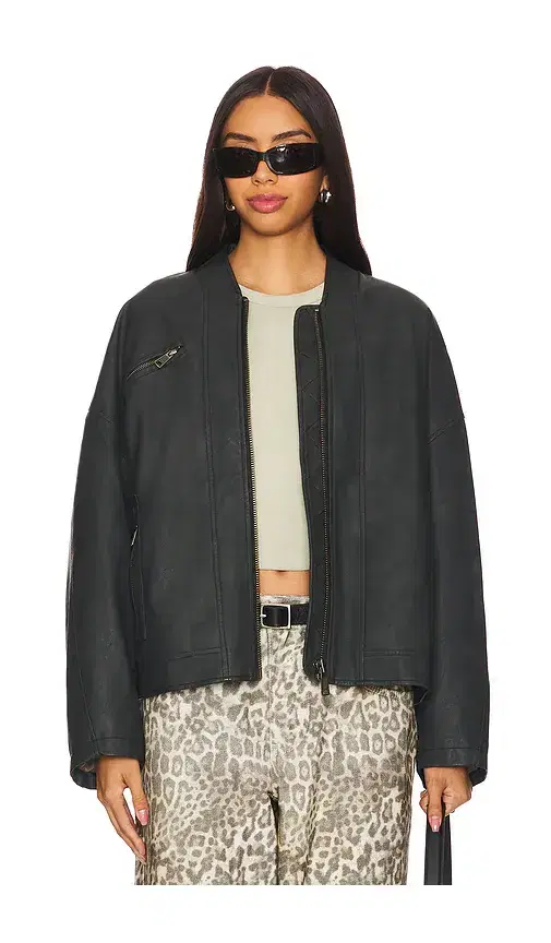 Free People x We The Free Vinny Faux Leather Bomber