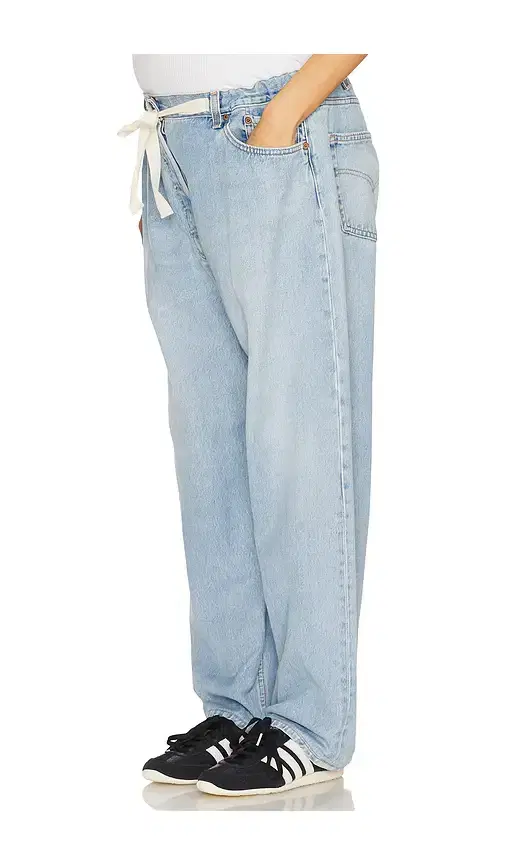aligrace Vintage Drawstring Maternity Jeans