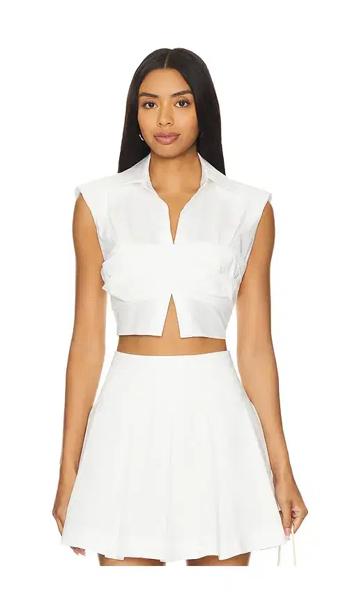 SIMKHAI Emie Cropped Box Sleeve Top