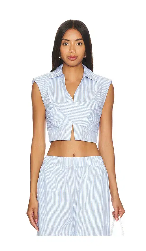 SIMKHAI Emie Cropped Box Sleeve Top