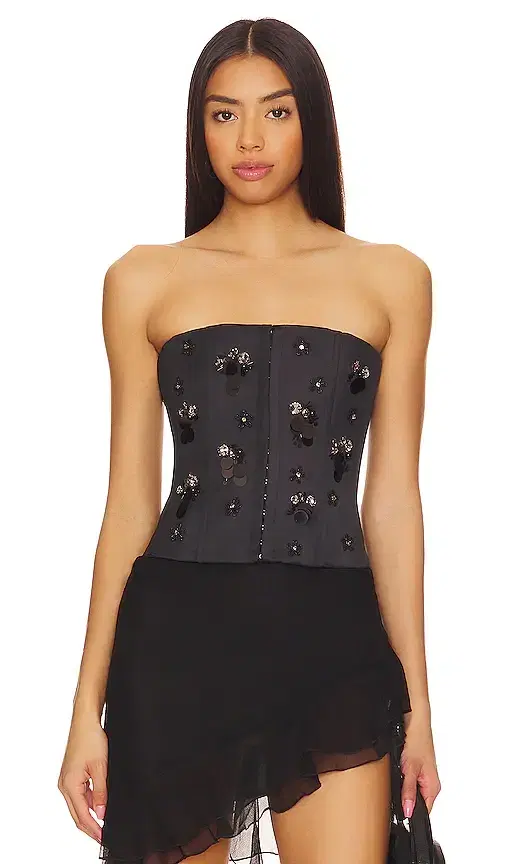 GUIZIO Embellished Satin Corset