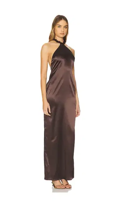 Khanums Satin Halter Maxi Dress | Thumbnail 2