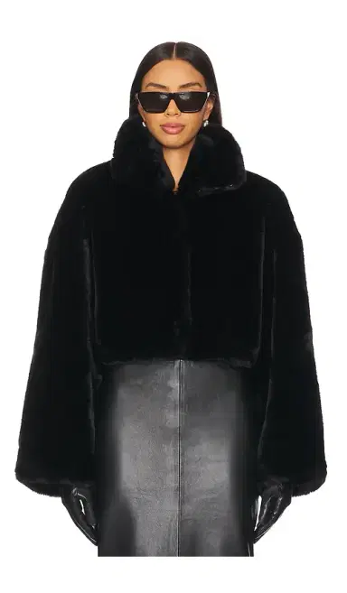ROTATE Faux Fur Crop Jacket | Thumbnail 1