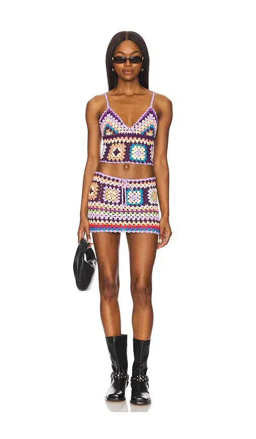 MORE TO COME Alcie Crochet Skirt Set