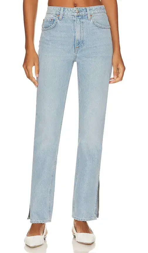 GRLFRND Harlow Petite High Rise Boot With Slit Hem Jeans