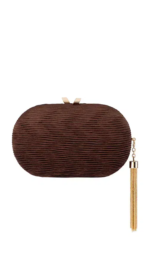 olga berg Natalie Pleated Oval Clutch