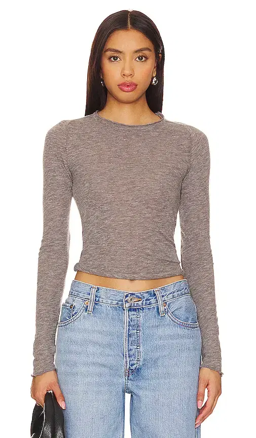 Free People x We The Free Be My Baby Long Sleeve In Heather Grey