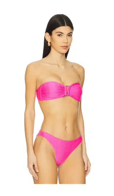 Milly Margot Textured Chevron Bandeau Bikini Top | Thumbnail 2