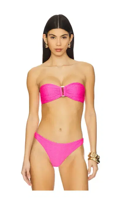 Milly Margot Textured Chevron Bandeau Bikini Top | Thumbnail 1