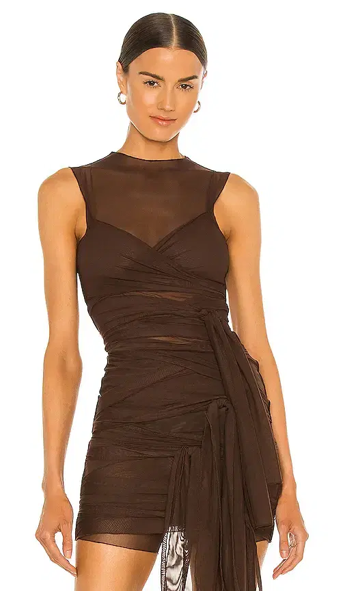 Kim Shui Brown Jersey Tie Top