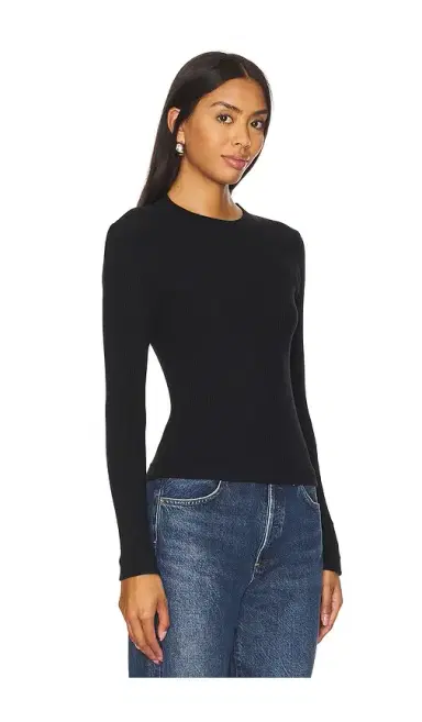 perfectwhitetee Ribbed Long Sleeve Baby Tee | Thumbnail 2