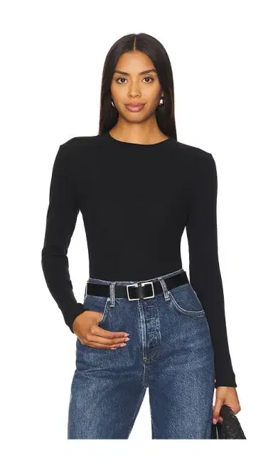 perfectwhitetee Ribbed Long Sleeve Baby Tee | Thumbnail 1