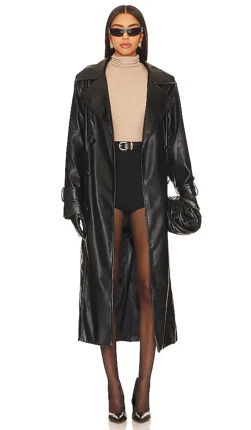Tyra Faux Leather Trench
