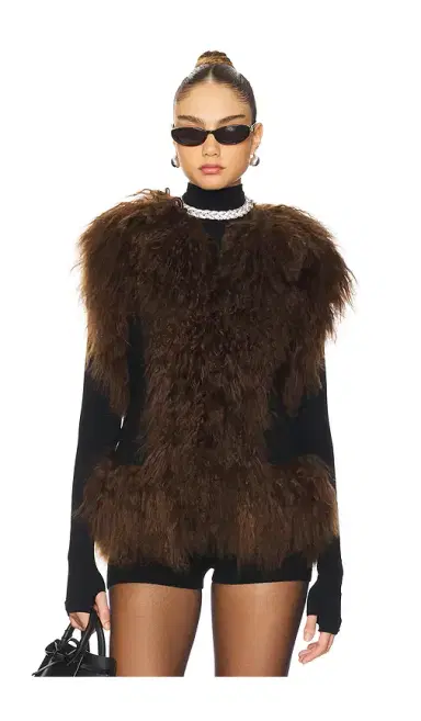 Susanna Chow Dorothy Shearling Suede Vest | Thumbnail 1 Susanna Chow Dorothy Shearling Suede Vest | Thumbnail 1