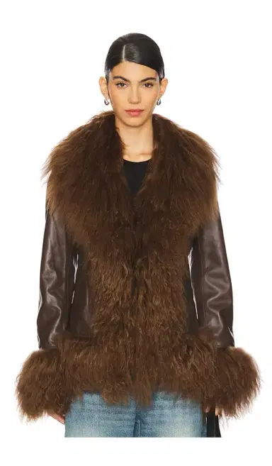 Susanna Chow Dorothy Leather Coat With Fur Trim | Thumbnail 2 Susanna Chow Dorothy Leather Coat With Fur Trim | Thumbnail 2