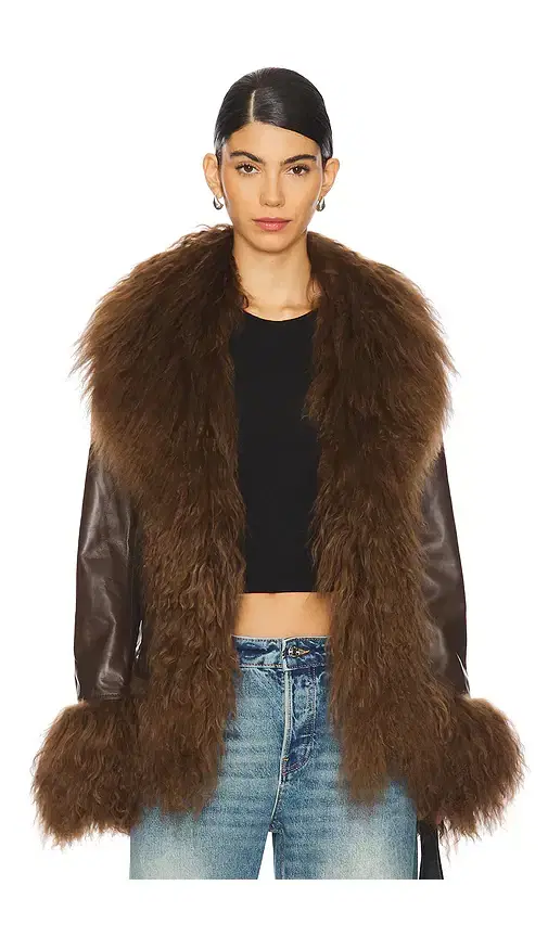 Dorothy Leather Coat With Fur Trim
