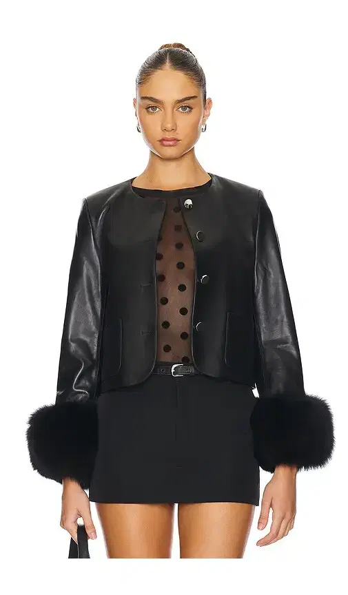 Dawson Leather Jacket With Fur Trim