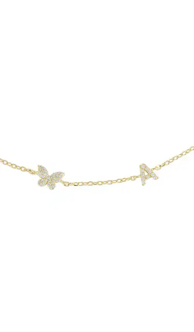 By Adina Eden Pave Butterfly Initial Choker | Thumbnail 2 By Adina Eden Pave Butterfly Initial Choker | Thumbnail 2