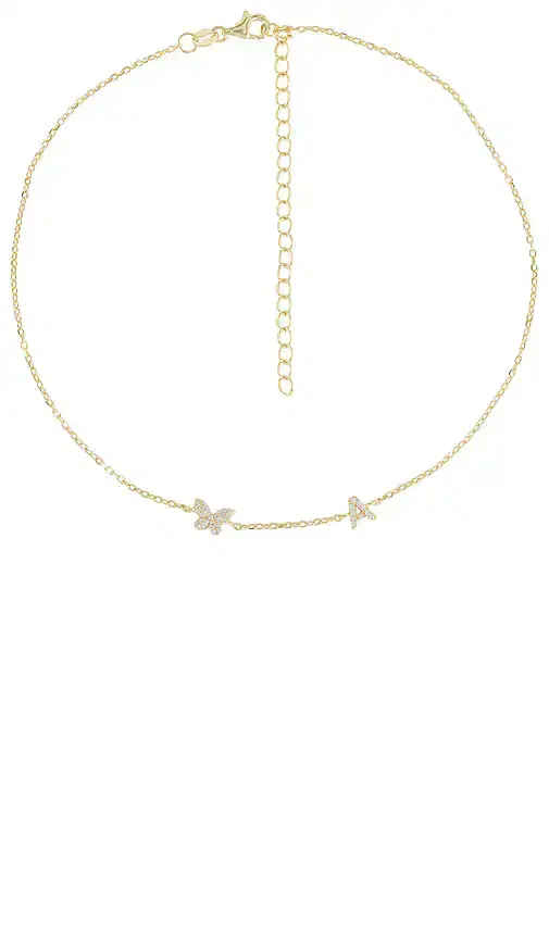 By Adina Eden Pave Butterfly Initial Choker