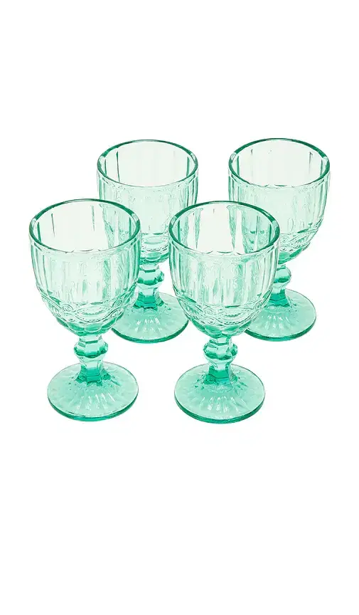 Teal Stem Glasses Set Of 4