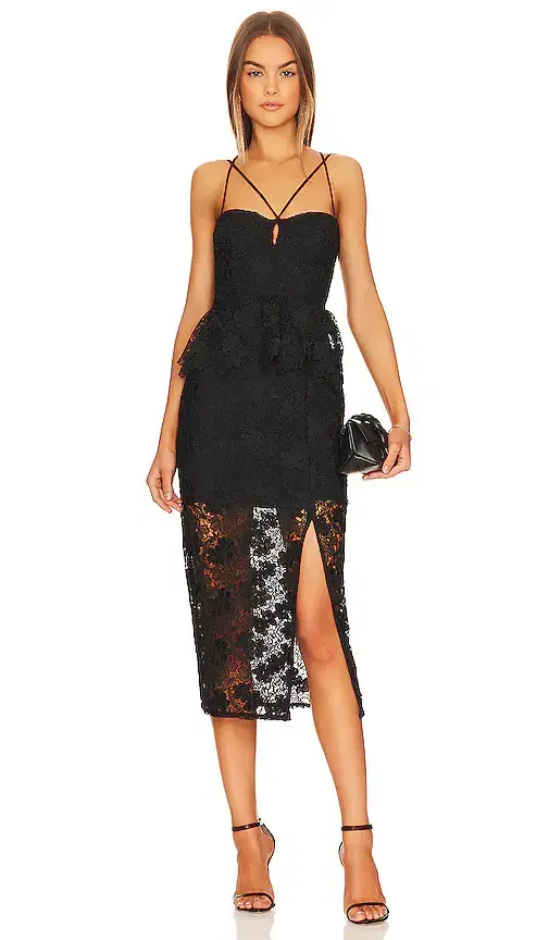 LPA Madonna Lace Corset Midi Dress