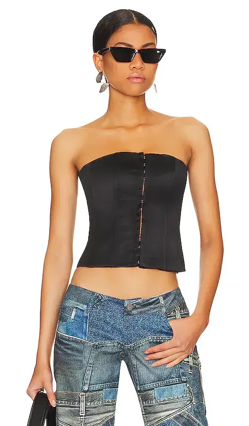 GUIZIO Satin Corset Top