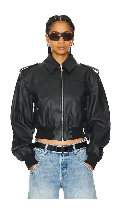 Dylan Faux Leather Bomber Jacket