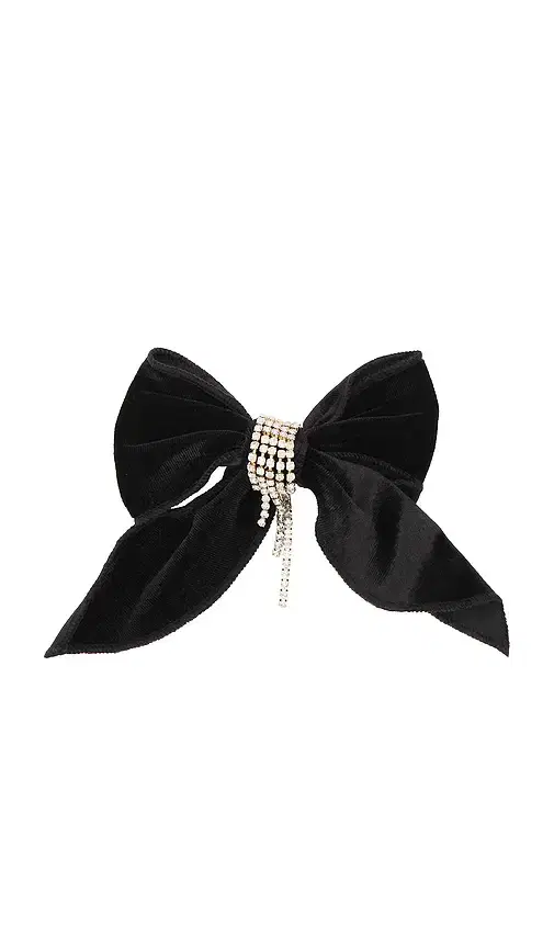 Velvet Bow Crystal Chain Hair Clip