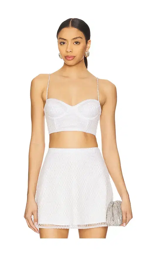 For Love & Lemons Glitter Grid Bustier Top