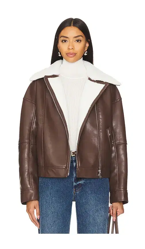 Nyx Faux Leather Sherpa Moto Jacket